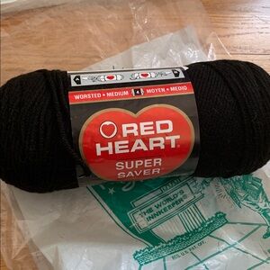 Red Heart black 7oz acrylic 364 yards of new yarn